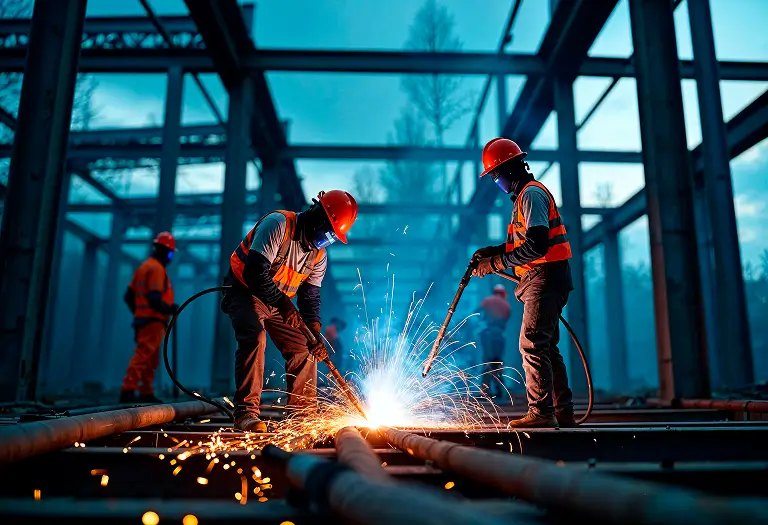 construction-workers-welding-steel-beam